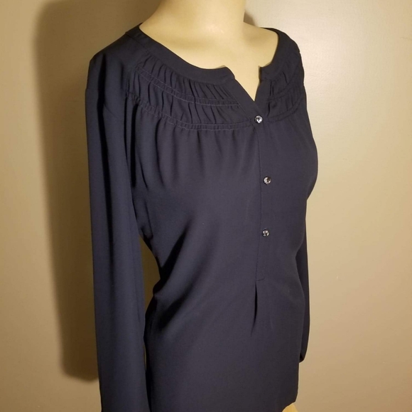 Max Studio Navy Blue Blouse, SZ LG - Picture 2 of 4